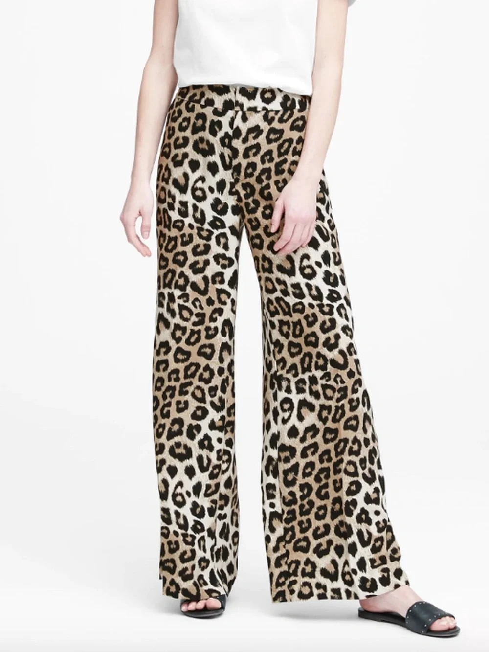 Banana Republic Petite High Rise Wide Leg Printed Trouser Pant size 2